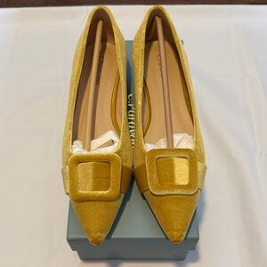 Square Buckle Yellow Flats | women’s shoes